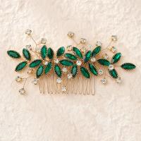 Decoratieve Kammen, 304 roestvrij staal, Bloem, plated, mode sieraden & met strass, groen, 135x65mm, Verkocht door PC