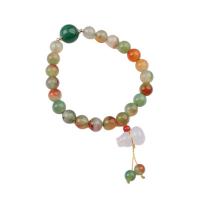 Bracelet de bijou en agate , agate malachite, avec calcédoine & corde de cire, calebasse, Placage, bijoux de mode, vert, Longueur 17 cm, Vendu par PC