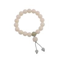 Pulseiras de pedras preciosas, Bolinhas de madeira Bodhi, with Hetian Jade & Corda de nylon, joias de moda, branco, comprimento 17 cm, vendido por PC