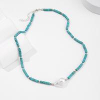 Fashion Turquoise Ketting, Zinc Alloy, met turkoois & Plastic Pearl, handgemaakt, mode sieraden & voor vrouw, nikkel, lood en cadmium vrij, Lengte Ca 48 cm, Verkocht door PC