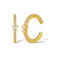 Fashion Earring Cuff and Wraps Brass real gold plated micro pave cubic zirconia & for woman Sold By Pair