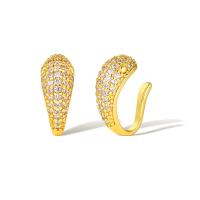 Fashion Earring Cuff and Wraps Brass real gold plated micro pave cubic zirconia & for woman golden Sold By Pair