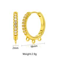 Messing Hoop Earring Components, echt goud verguld, DIY & micro pave zirconia, gouden, 20paren/Lot, Verkocht door Lot