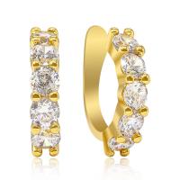 Fashion Earring Cuff and Wraps Brass real gold plated micro pave cubic zirconia & for woman Sold By Pair