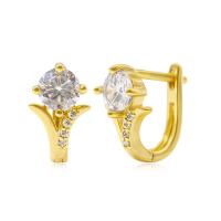 Cubic Zirconia Micro Pave Brass Earring real gold plated micro pave cubic zirconia & for woman Sold By Pair