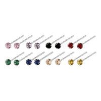 Messing Stud Earring, forgyldt, for kvinde & med rhinestone, flere farver til valg, 3x12mm, Solgt af par