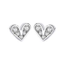 metal Arito, Corazón, chapado en platina real, micro arcilla de zirconia cúbica & para mujer, 8x6mm, Vendido por Par