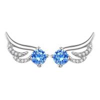 Messing Stud Earring, Angel Wing, forgyldt, for kvinde & med rhinestone & hule, flere farver til valg, 13x6mm, Solgt af par