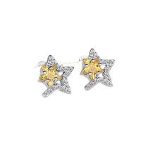 Prás Graí Earring, Star, plátáilte, micrea réiteach zirconia ciúbach & do bhean, dathanna níos mó le haghaidh rogha, 12x10mm, Díolta De réir Péire