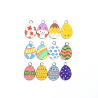 Joyas de Pascua, aleación de zinc, Óvalo, chapado en color dorado, Bricolaje & diferentes patrones para la opción & esmalte, más colores para la opción, 14x22mm, aproximado 100PCs/Bolsa, Vendido por Bolsa