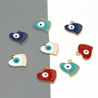 Evil Eye Pendler, Zinc Alloy, Heart, guldfarve belagt, du kan DIY & emalje, flere farver til valg, nikkel, bly & cadmium fri, Ca. 100pc'er/Bag, Solgt af Bag