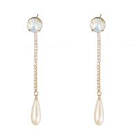 Lo zinco in lega Stud Earring, lega in zinco, with perla in plastica, gioielli di moda & Micro spianare cubic zirconia & per la donna, nessuno, assenza di nichel,piombo&cadmio, 12x87mm, Venduto da coppia