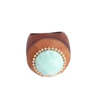 Bijoux bague, bois, avec pierre gemme, bijoux de mode & différents matériaux pour le choix & pour femme, protéger l'environnement, sans nickel, plomb et cadmium, 18mm, Vendu par PC