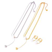 Sets de Joyas, Partículas de acero, con Perlas plásticas, con 1.97inch extender cadena, chapado, Joyería & diferentes estilos para la opción & para mujer, más colores para la opción, longitud aproximado 15.75 Inch, Vendido por UD