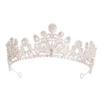 Tiaras, liga de zinco, cromado de cor prateada, joias de moda & para mulher & com strass, prateado, níquel, chumbo e cádmio livre, Diametro interno:Aprox 145mm, vendido por PC