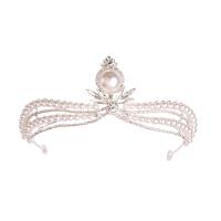 Diadema, lega in zinco, with perla in plastica, placcato color argento, gioielli di moda & per la donna & con strass, argento, assenza di nichel,piombo&cadmio, Diametro interno:Appross. 145mm, Venduto da PC