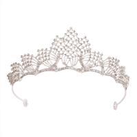 Tiaras, Sinc Alloy, dath airgid plated, jewelry faisin & do bhean & le rhinestone, airgid, nicil, luaidhe & caidmiam saor in aisce, Trastomhas Istigh:Thart 140mm, Díolta De réir PC