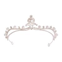 Diadema, lega in zinco, with perla in plastica, placcato color argento, gioielli di moda & per la donna & con strass, argento, assenza di nichel,piombo&cadmio, Diametro interno:Appross. 145mm, Venduto da PC