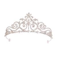 Tiaras, liga de zinco, cromado de cor prateada, joias de moda & para mulher & com strass, prateado, níquel, chumbo e cádmio livre, Diametro interno:Aprox 145mm, vendido por PC