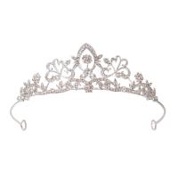 Tiaras, liga de zinco, cromado de cor prateada, joias de moda & para mulher & com strass, prateado, níquel, chumbo e cádmio livre, Diametro interno:Aprox 145mm, vendido por PC