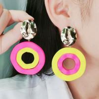 Acrylic Jewelry Earring Round painted fashion jewelry & for woman & hollow Sold By Pair