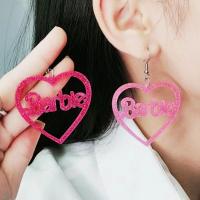 Acrylic Jewelry Earring Heart painted fashion jewelry & for woman & hollow Sold By Pair