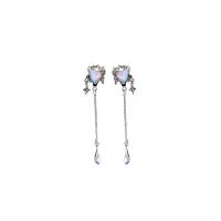 Zinc Alloy Drop Earring, met Sea Opal, Hart, platinum plated, verschillende stijlen voor de keuze & voor vrouw, 17x82mm, Verkocht door pair