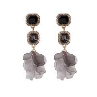 Acryl Drop Earring, met Zinc Alloy, Rose, gold plated, voor vrouw & met strass, 25x70mm, Verkocht door pair