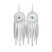 Zinc Alloy Drop Earring, met turkoois, silver plated, folk stijl & verschillende stijlen voor de keuze & voor vrouw, 19-116mm, Verkocht door pair