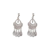 aleación de zinc Pendientes con Colgantes, chapado en color de plata, estilo popular & diferentes estilos para la opción & para mujer, 26-65mm, Vendido por Par