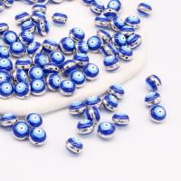 Zinklegering Evil Eye Beads, Zinc Alloy, Rond plat, silver plated, DIY & glazuur, blauw, nikkel, lood en cadmium vrij, Ca 100pC's/Bag, Verkocht door Bag