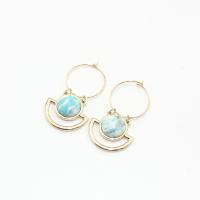 Pendientes de Aleación de Zinc, con turquesa, Joyería & para mujer, más colores para la opción, libre de níquel, plomo & cadmio, 50mm, Vendido por Par