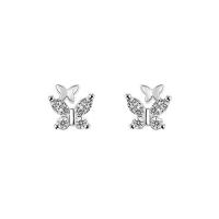 Zircon cubique Micro Pave d'oreille en argent sterling, Argent sterling 925, papillon, poli, bijoux de mode & pavé de micro zircon & pour femme, protéger l'environnement, sans nickel, plomb et cadmium, 8mm, Vendu par paire