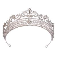 Diadema, lega in zinco, with perla in plastica, placcato color argento, gioielli di moda & per la donna & con strass, argento, assenza di nichel,piombo&cadmio, Diametro interno:Appross. 155mm, Venduto da PC