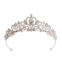 Tiaras, liga de zinco, cromado de cor prateada, joias de moda & para mulher & com strass, prateado, níquel, chumbo e cádmio livre, Diametro interno:Aprox 140mm, vendido por PC