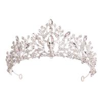 Tiaras, liga de zinco, cromado de cor prateada, joias de moda & para mulher & com strass, prateado, níquel, chumbo e cádmio livre, Diametro interno:Aprox 140mm, vendido por PC