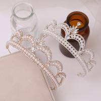 Diadema, lega in zinco, with perla in plastica & ferro, placcato, gioielli di moda & per la donna & con strass, nessuno, assenza di nichel,piombo&cadmio, Diametro interno:Appross. 145mm, Venduto da PC