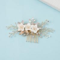 Decorative Hair Combs Zinc Alloy with Porcelain & Crystal plated fashion jewelry & handmade & for woman nickel lead & cadmium free Sold By PC