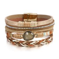 PU cavo bracciali, with resina & ottone & lega in zinco, placcato color oro, Vintage & unisex, nessuno, Lunghezza Appross. 20 cm, Venduto da PC