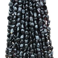 Edelsteen Sieraden Kralen, Obsidian, Onregelmatige, gepolijst, DIY, zwart, 5-9mm, Ca 50pC's/Strand, Per verkocht Ca 38-40 cm Strand