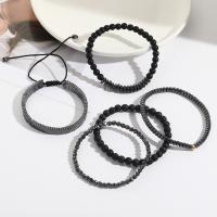 Bracelets de pierres précieuses, fil élastique, avec lave volcanique & Hématite, fait à la main, 5 pièces & bijoux de mode & pour homme, Longueur Environ 18 cm, Vendu par fixé