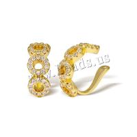 Fashion Earring Cuff and Wraps Brass real gold plated micro pave cubic zirconia & for woman golden Sold By Pair