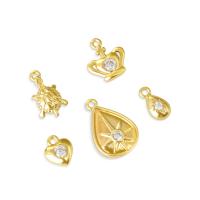 Cubic Zirconia Micro Pave bronze Pingente, cobre, banhado a ouro genuino, DIY & Vario tipos a sua escolha & micro pavimento em zircônia cúbica, dourado, vendido por par