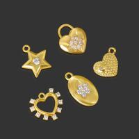 Cubic Zirconia Micro Pave bronze Pingente, cobre, banhado a ouro genuino, DIY & Vario tipos a sua escolha & micro pavimento em zircônia cúbica, dourado, vendido por par