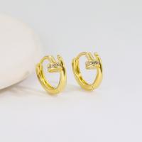 Cubic Zirconia Micro Pave Brass Earring real gold plated micro pave cubic zirconia & for woman Sold By Pair