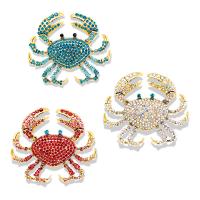 Zinc Alloy Brocher, Krabbe, forgyldt, Unisex & med rhinestone, flere farver til valg, 65x58mm, Solgt af PC