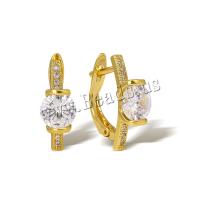 Cubic Zirconia Micro Pave Brass Earring real gold plated micro pave cubic zirconia & for woman Sold By Pair