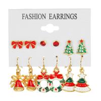 aleación de zinc Aretes, chapado en color dorado, Joyas de Navidad & diferentes estilos para la opción & para mujer & esmalte & con diamantes de imitación, 5-50mm, Vendido por Set