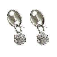 Stainless Steel Stud Earrings 304 Stainless Steel fashion jewelry & micro pave cubic zirconia & for woman Sold By Pair