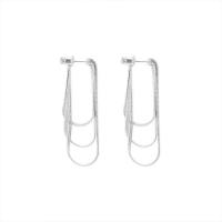 Fashion Fringe Boucles d'oreilles, laiton, Placage de couleur argentée, bijoux de mode & pour femme, protéger l'environnement, sans nickel, plomb et cadmium, 62x3.20mm, Vendu par paire